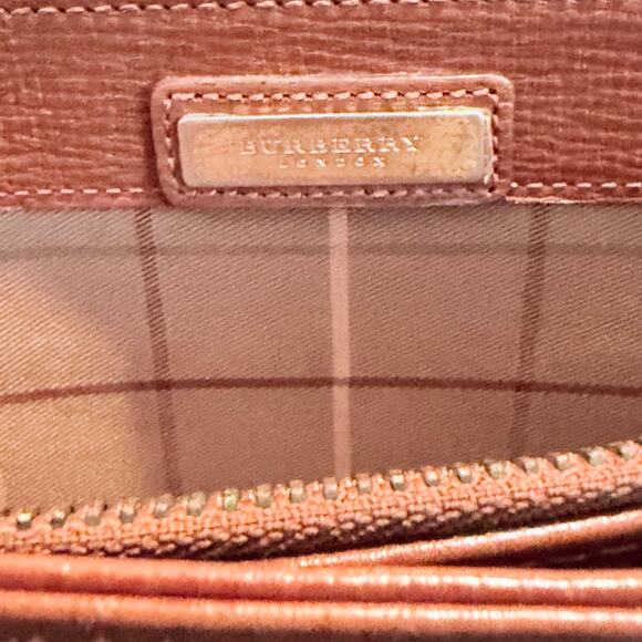 Vintage Burberry Brown Leather Clutch-Style Briefcase – Push Lock w/ Key - Picture 11 of 12